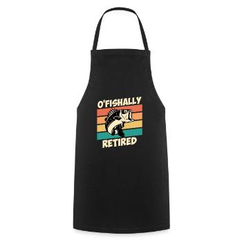 O Fishally retired pension angler retirement - Cooking Apron - black - Front - AI Model Male 185 dark (185cm)