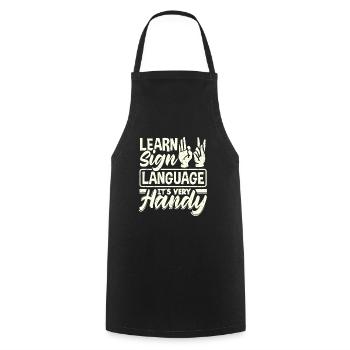 ASL Alphabet Teacher American Sing Language Its - Cooking Apron - black - Front - AI Model Male 185 dark (185cm)