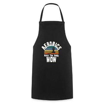 Aerobics Make The Body Wow Vintage Distressed - Cooking Apron - black - Front - AI Model Male 185 dark (185cm)