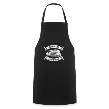 Train Locomotive Hobby Trainspotting Railfan - Cooking Apron - black - Front - AI Model Male 185 dark (185cm)