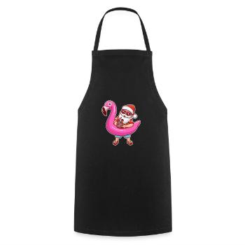 Weihnachten Sommer Santa X-Mas Flamingo - Kochschürze - Schwarz - Vorne - AI Model Male 185 dark (185cm)