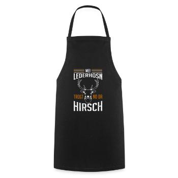 mei lederhosn trogt no da hirsch - Kochschürze - Schwarz - Vorne - AI Model Male 185 dark (185cm)