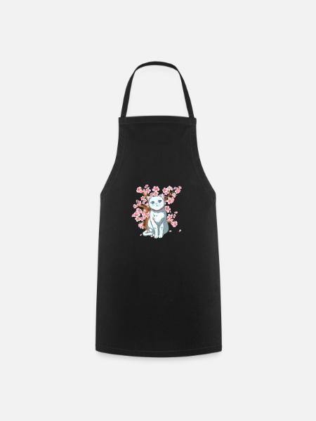 Fleur de cerisier japonais Samouraï Fleur de chat japonais - Tablier de cuisine - noir