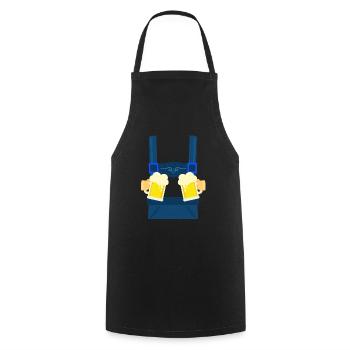 Fake Hosenträger Lederhosen Bayern Bier Trachten - Kochschürze - Schwarz - Vorne - AI Model Male 185 dark (185cm)