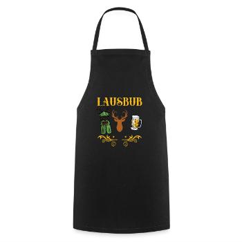 Bayern Herren Trachtenshirt Lausbub Lausbua - Kochschürze - Schwarz - Vorne - AI Model Male 185 dark (185cm)