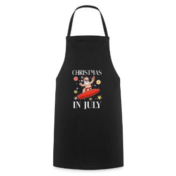 Xmas In July Funny Santa Surfing Summer Surfer - Cooking Apron - black - Front - AI Model Male 185 dark (185cm)