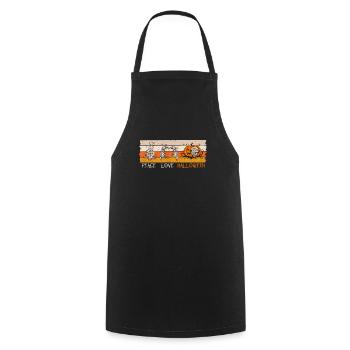 Amoureux Drôle Squelette Citrouille Amant Paix - Tablier de cuisine - noir - Devant - AI Model Male 185 dark (185cm)