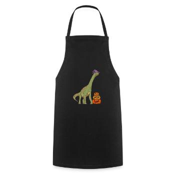 Brachiosaurus Witch Pumpkin Halloween Dinosaur - Cooking Apron - black - Front - AI Model Male 185 dark (185cm)