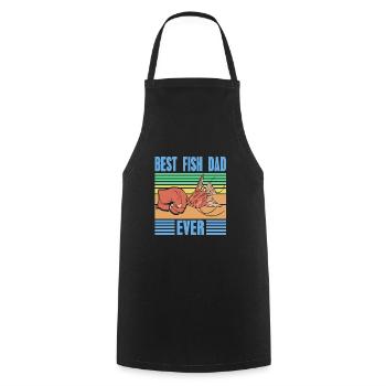 Meilleur poisson papa jamais rétro T-Shirt de pêche présent - Tablier de cuisine - noir - Devant - AI Model Male 185 dark (185cm)