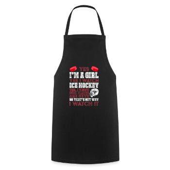 I am a girl and I watch ice hockey - Cooking Apron - black - Front - AI Model Male 185 dark (185cm)