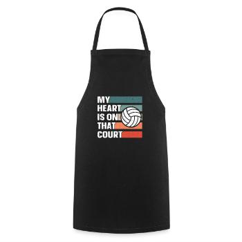 My Heart Is On That Court For Volleyball Dad Mom - Cooking Apron - black - Front - AI Model Male 185 dark (185cm)