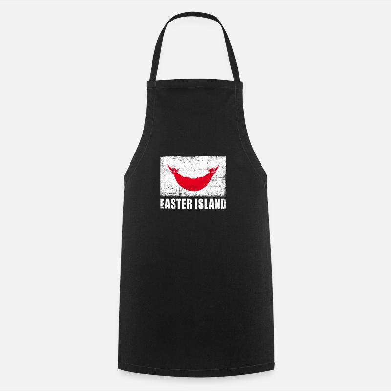 Easter Island Flag Grunge Easter Island Flag - Cooking Apron - black