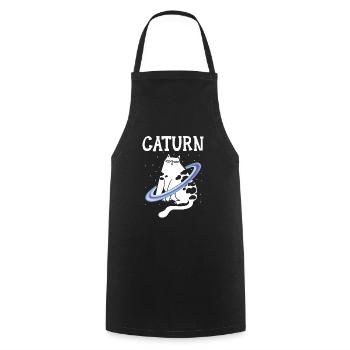 Caturn Cat Besitzer Saturn Astronomer Astronomie - Kochschürze - Schwarz - Vorne - AI Model Male 185 dark (185cm)