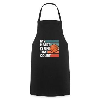 Mon cœur est sur le terrain Basketball Mama Père - Tablier de cuisine - noir - Devant - AI Model Male 185 dark (185cm)