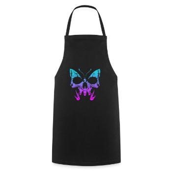 Gothic Schmetterling Totenkopf Knochen Skelett - Kochschürze - Schwarz - Vorne - AI Model Male 185 dark (185cm)