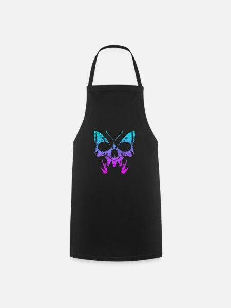 Squelette d’os du crâne de papillon gothique - Tablier de cuisine - noir