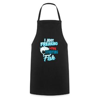 I Just Freaking Love Studying Fish T-Shirt Present - Cooking Apron - black - Front - AI Model Male 185 dark (185cm)