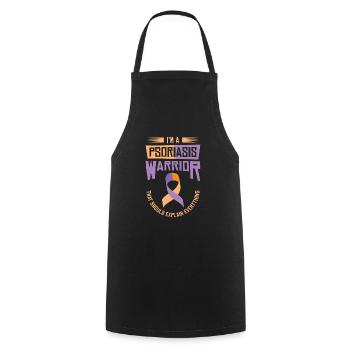 Psoriasis Warrior Lavender Orange Ribbon Awareness - Cooking Apron - black - Front - AI Model Male 185 dark (185cm)