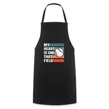 My Heart Is On That Field For Baseball Dad Mom - Cooking Apron - black - Front - AI Model Male 185 dark (185cm)