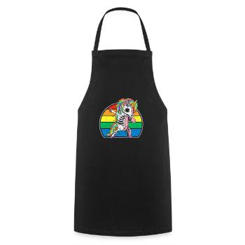 Dabbing Unicorn Skeleton Halloween Dab Dance Scary - Cooking Apron - black - Front - AI Model Male 185 dark (185cm)