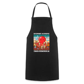 Entspannt achtarmig einen reinorgeln Bier - Kochschürze - Schwarz - Vorne - AI Model Male 185 dark (185cm)