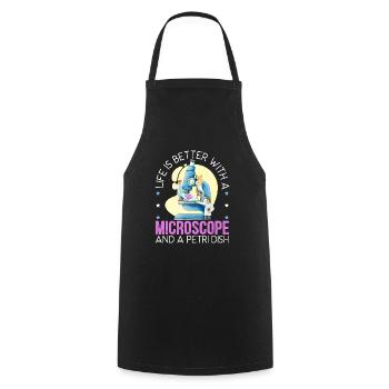 Life Is Better With A Microscope And A Petri Dish - Cooking Apron - black - Front - AI Model Male 185 dark (185cm)