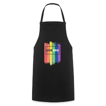 LGBT Rainbow Gay Pride Homo Lesbian Gay - Cooking Apron - black - Front - AI Model Male 185 dark (185cm)