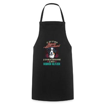 Berner Sennenhund Glitzer Haare - Kochschürze - Schwarz - Vorne - AI Model Male 185 dark (185cm)