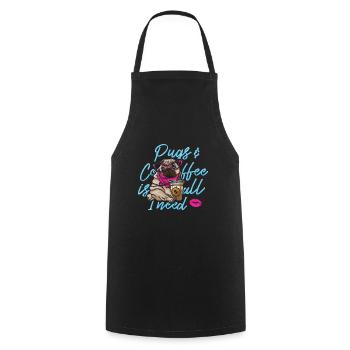 Funny pug dog head dog - Cooking Apron - black - Front - AI Model Male 185 dark (185cm)