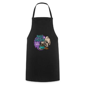 Funny pug dog head dog - Cooking Apron - black - Front - AI Model Male 185 dark (185cm)