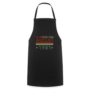 41ème anniversaire Août né 1981 Idée cadeau - Tablier de cuisine - noir - Devant - AI Model Male 185 dark (185cm)