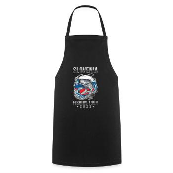 Fishing Tour Slovenia 2023 - Cooking Apron - black - Front - AI Model Male 185 dark (185cm)