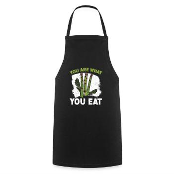 Du bist, was du isst Spargel Gemüse Vegan - Kochschürze - Schwarz - Vorne - AI Model Male 185 dark (185cm)