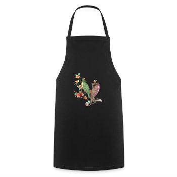 Cherry Blossom Japanese Art Birds On Peach Tree - Cooking Apron - black - Front - AI Model Male 185 dark (185cm)