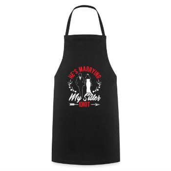 He's Marrying My Sister Stag Night Bachelor Party - Cooking Apron - black - Front - AI Model Male 185 dark (185cm)