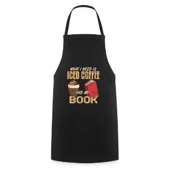 What I Need Is Iced Coffee & My Book Vintage - Kochschürze - Schwarz - Vorne - AI Model Male 185 dark (185cm)