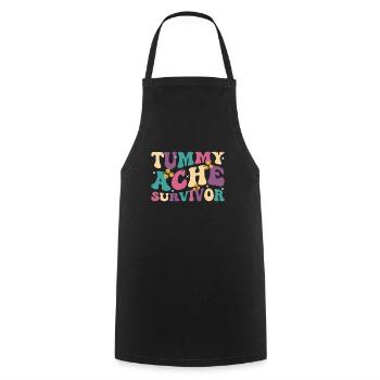 Tummy Ache Survivor Retro 70s - Tablier de cuisine - noir - Devant - AI Model Male 185 dark (185cm)