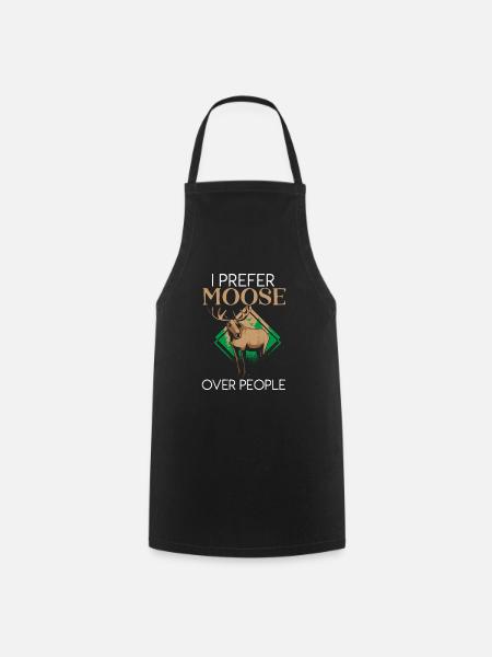 Je préfère l’orignal aux gens Animal Alces Elk Deer - Tablier de cuisine - noir