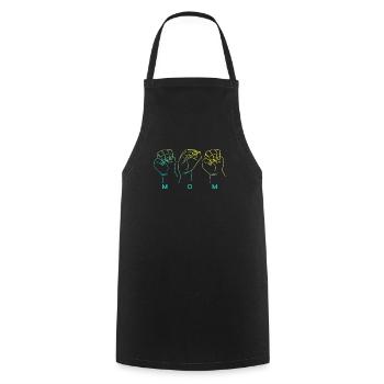 Maman en langue des signes américaine - Tablier de cuisine - noir - Devant - AI Model Male 185 dark (185cm)