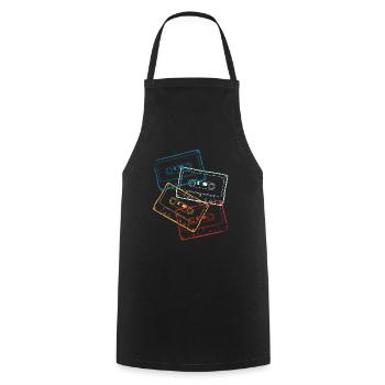 Cassettes audio 80s 80s costume de fête - Tablier de cuisine - noir - Devant - AI Model Male 185 dark (185cm)