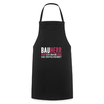 Bauherr ich baue Sie entscheidet Eigenheim - Kochschürze - Schwarz - Vorne - AI Model Male 185 dark (185cm)