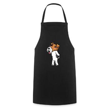 Foxterrier Drahthaar Hund Emoticon - Kochschürze - Schwarz - Vorne - AI Model Male 185 dark (185cm)