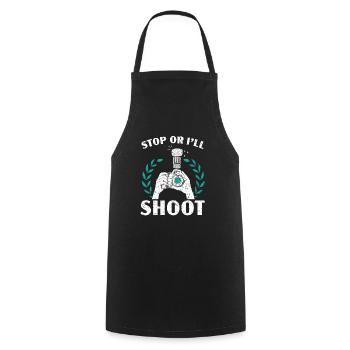 Arrêtez-vous ou je vais photographier un photographe de résolution d’image - Tablier de cuisine - noir - Devant - AI Model Male 185 dark (185cm)