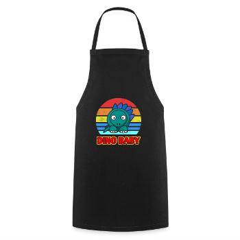 Retro Vintage DINO Baby Cute Cool Dino Designs - Cooking Apron - black - Front - AI Model Male 185 dark (185cm)