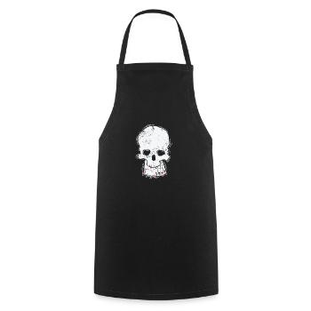 Skull with card skat or poker card game - Cooking Apron - black - Front - AI Model Male 185 dark (185cm)