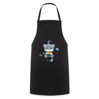 Niedlich LGBTQ Stolz Herz - Katze umarmen LGBTQ - Kochschürze - Schwarz - Vorne - AI Model Male 185 dark (185cm)