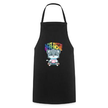 Niedliche Transgender Stolz Katze - Transgender - Kochschürze - Schwarz - Vorne - AI Model Male 185 dark (185cm)