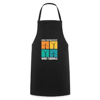 Easily Distracted By Wind Turbines, Wind Turbine Park - Cooking Apron - black - Front - AI Model Male 185 dark (185cm)