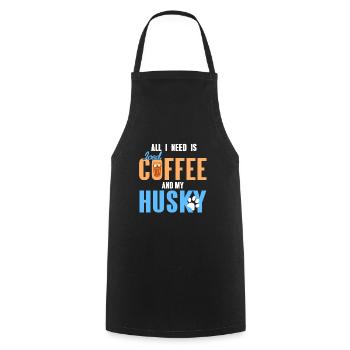 All I Need Is Iced Coffee And My Husky Awesome - Cooking Apron - black - Front - AI Model Male 185 dark (185cm)