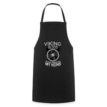 Viking Hammer - Wikingerblut fließt durch meine - Kochschürze - Schwarz - Vorne - AI Model Male 185 dark (185cm)